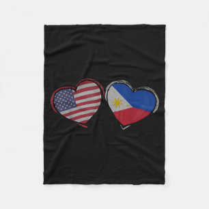 Usa Philippinen-Flagge Herz Valentinstag Filipino Fleecedecke