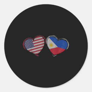 Usa Philippinen-Flagge Herz Valentinstag Filipino Runder Aufkleber