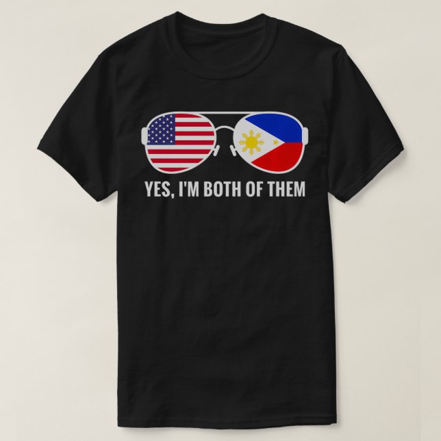 USA Philippinen Flaggensonnenbrille Philippinen Ph T-Shirt (Design vorne)