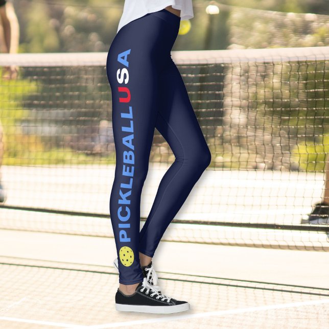 USA Pickleball Leggings Yellow Ball Red White Blue (Von Creator hochgeladen)