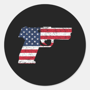 USA Pistol American Gun Flag 4. Juli Runder Aufkleber