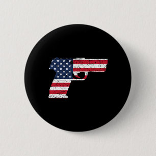 Usa Pistole Amerikanische Gun Flagge 4. Juli Button
