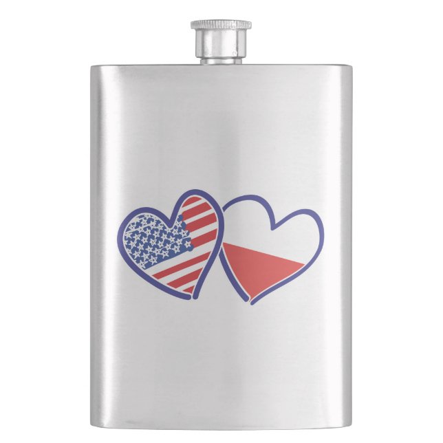 USA Polen Flaggenschwerpunkte Flachmann (Vorderseite)