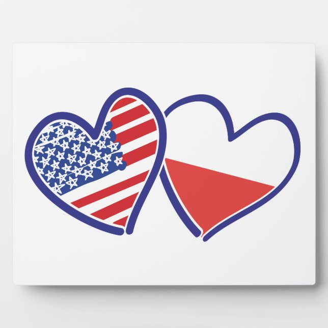 USA Polen Flaggenschwerpunkte Fotoplatte (Vorderseite)