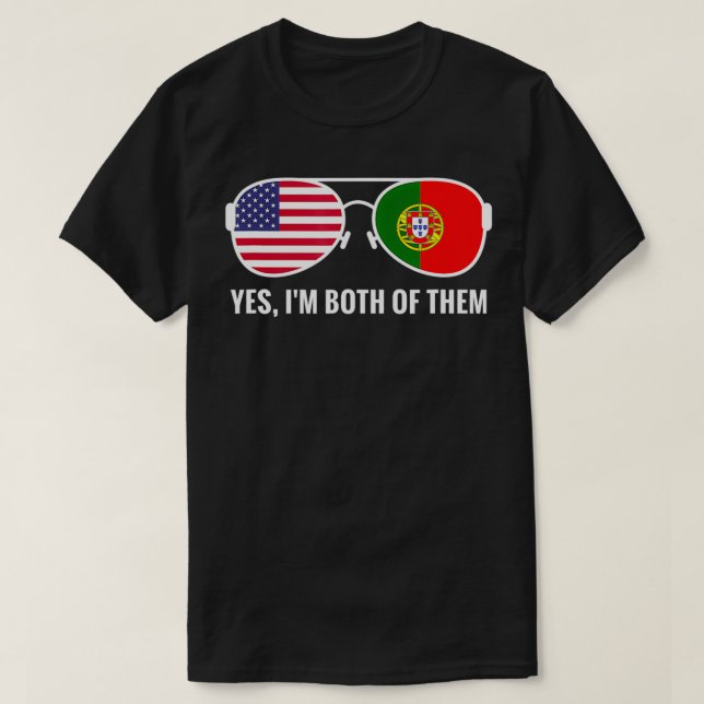 USA Portugal Flaggensonnenbrille Portugiesische Am T-Shirt (Design vorne)