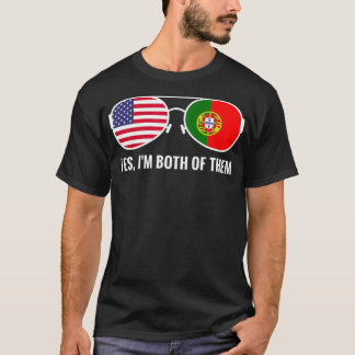 USA Portugal Flaggensonnenbrille Portugiesische Am T-Shirt