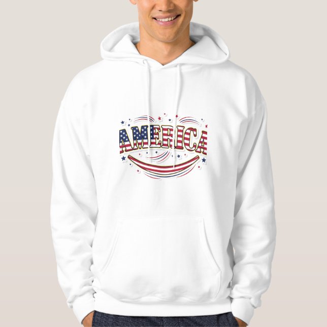 USA Pride Apparel & Art: Bald Eagle and Flag Hoodie (Vorderseite)