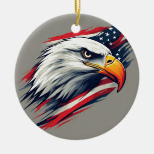USA Pride-Geschenk – Weißkopfseeadler mit amerikan Keramik Ornament