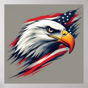 USA-Pride-Geschenk – Weißkopfseeadler mit amerikan Poster