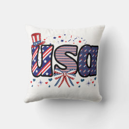 USA Pride Hat & Bow T-Shirt Kissen