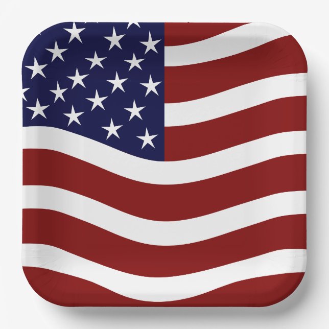 USA Prix 9" Square Paper Teller - Flag Mark Design (Vorderseite)