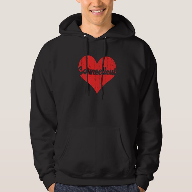 USA Proud America State Flag Heart Love Connecticu Hoodie (Vorderseite)