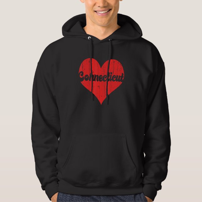 USA Proud America State Flag Heart Love Connecticu Hoodie (Vorderseite)