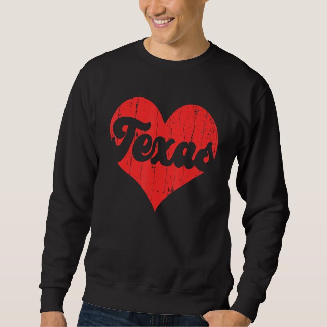 USA Proud America State Flag Heart Love Texas Sweatshirt (Vorderseite)