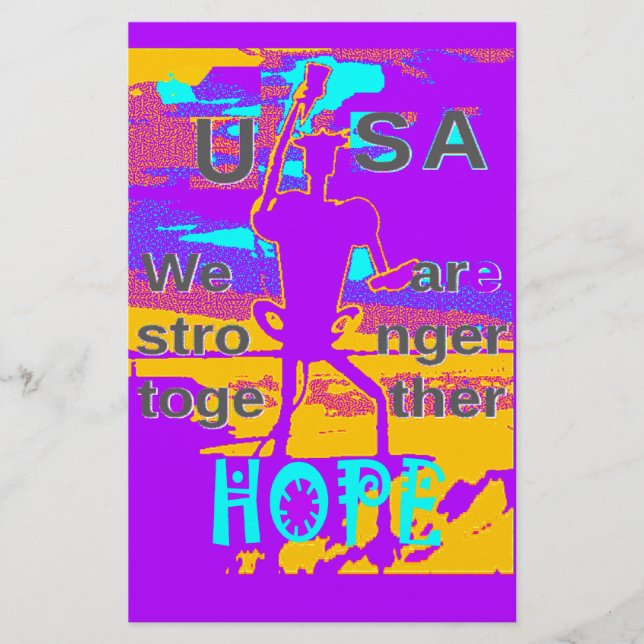 USA Psychedelic Hope: Neon Unity Art Briefpapier (Vorderseite)