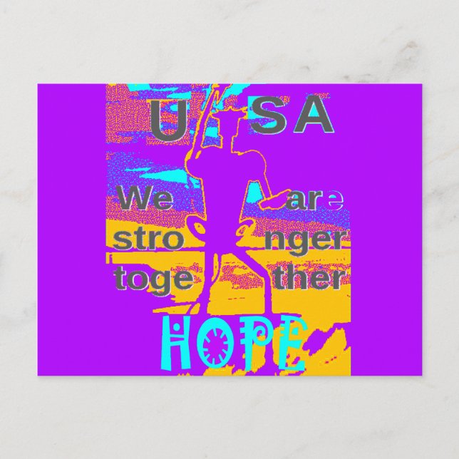 USA Psychedelic Hope: Neon Unity Art Postkarte (Vorderseite)