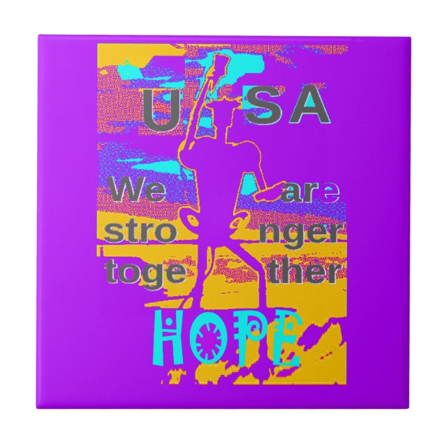 USA Psychedelische Hoffnung: Neon Unity Kunst Fliese (Vorderseite)