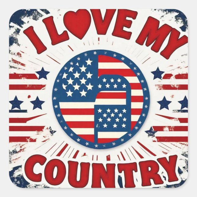 USA QUADRATISCHER AUFKLEBER (Vorderseite)