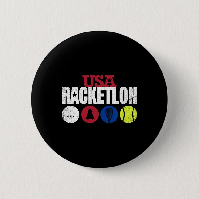 Usa Racketlon - Table Tennis Badminton Squash Tenn Button (Vorderseite)