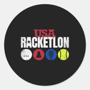 Usa Racketlon - Table Tennis Badminton Squash Tenn Runder Aufkleber