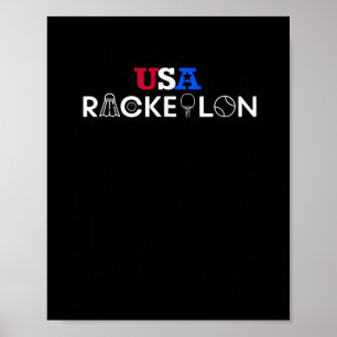 Usa Racketlon - Tischtennis Badminton Squash Tenni Poster
