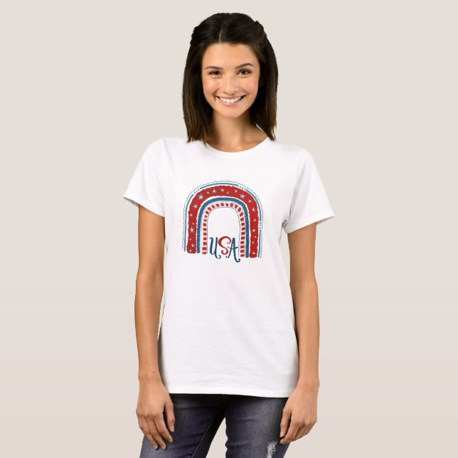 USA Rainbow Patriotic Fun Inspirivity T - Shirt (Vorne ganz)