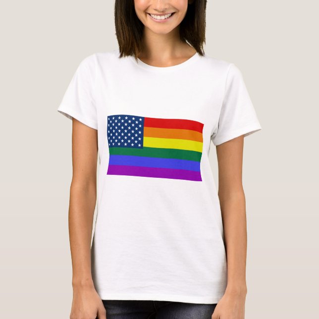 USA Rainbow Pride T-Shirt (Vorderseite)