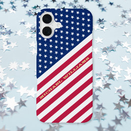 USA Red Blue White Stars Streifen Flag Mit Monogra iPhone 16 Plus Hülle