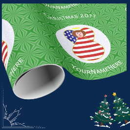 USA Red Hair Angel Christmas Flag Personalisiert Geschenkpapier