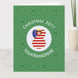 USA Red Hair Angel Christmas Flag Personalisiert Karte