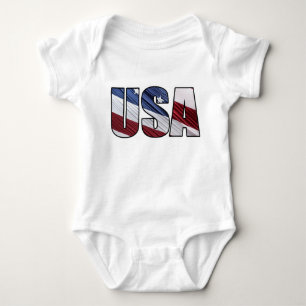 USA - Red White and Blue American Patriotic Flag Baby Strampler