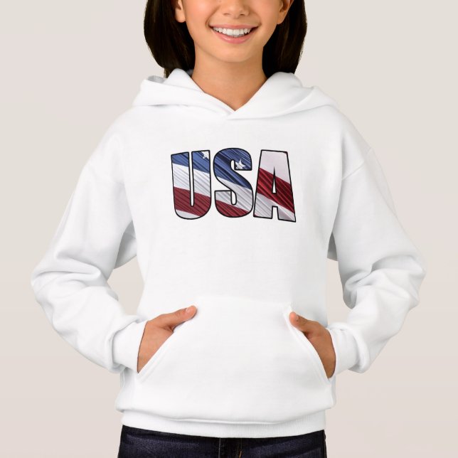 USA - Red White and Blue American Patriotic Flag Hoodie (Vorderseite)