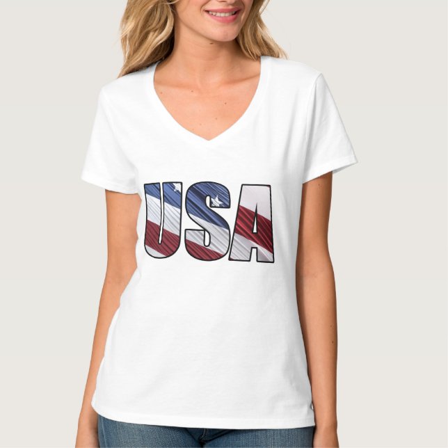 USA - Red White and Blue American Patriotic Flag T-Shirt (Vorderseite)