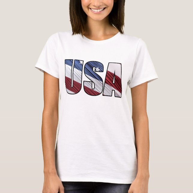 USA - Red White and Blue American Patriotic Flag T-Shirt (Vorderseite)