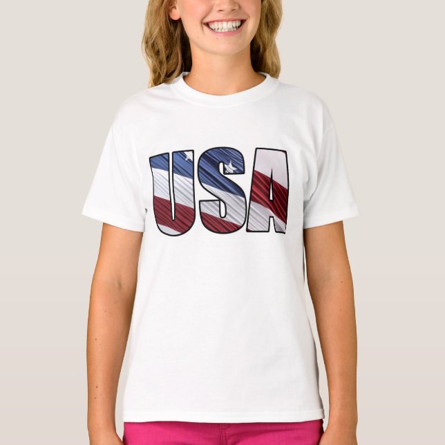 USA - Red White and Blue American Patriotic Flag T-Shirt (Vorderseite)