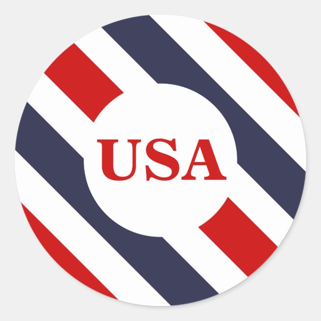 USA Red White Blue Round Stickers (Vorderseite)