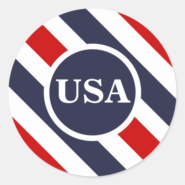 USA Red White Blue Round Stickers (Vorderseite)