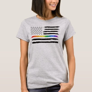 USA Regenbogen Stolz Dünne Linie Vintage T-Shirt