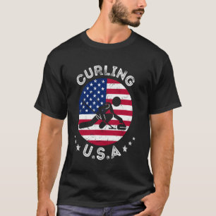 USA Retro Curling Team Support USA Mixed Doubles C T-Shirt