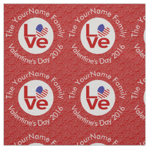 USA Rot LOVE Herz Flagge Personalisierter Text Stoff