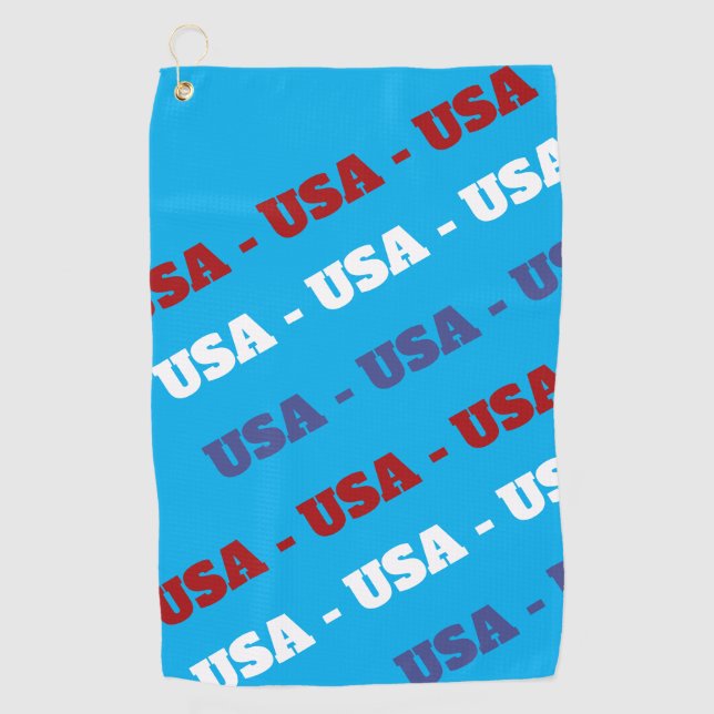 USA Rot Weiß Blau Golf Handtuch (Vorderseite)