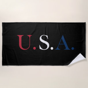 USA Rot Weiß Blau Schrift Design  Strandtuch