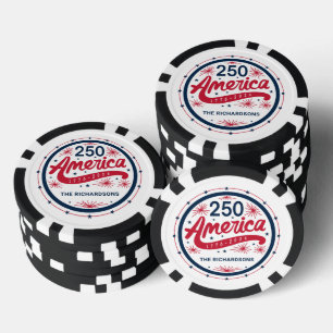 USA Rot Weiß und Blau Amerikas 250. Jubiläum Pokerchips