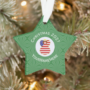 USA Roter Haar Engel Weihnachtsflagge Personalisie Ornament