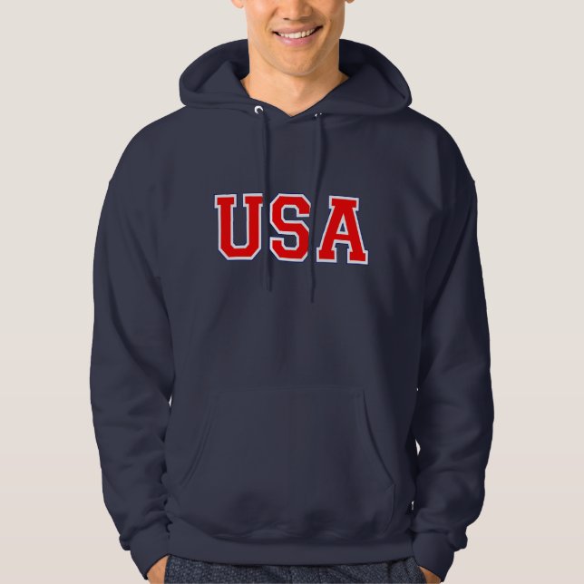 USA rotes weißes u. blaues mit Kapuze Sweatshirt (Vorderseite)