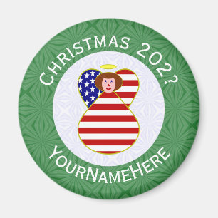 USA Rothaariger Engel Weihnachtsflagge Personalisi Magnet