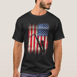 USA Saxophon Vintage Amerikanische Flagge Lustiges T-Shirt
