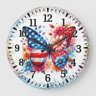 USA-Schmetterling Große Wanduhr