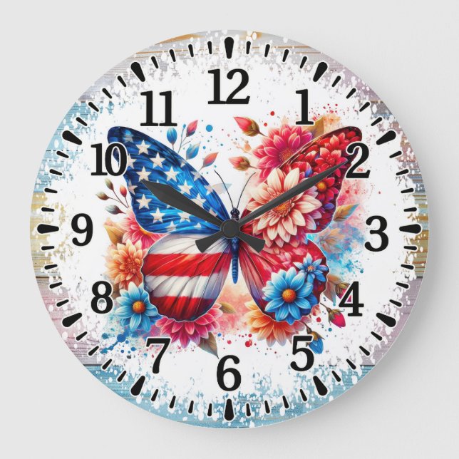 USA-Schmetterling Große Wanduhr (Vorderseite)