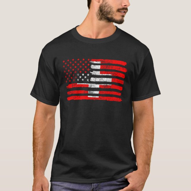 USA Schweiz Flag Amerikanisch Schweiz T-Shirt (Vorderseite)
